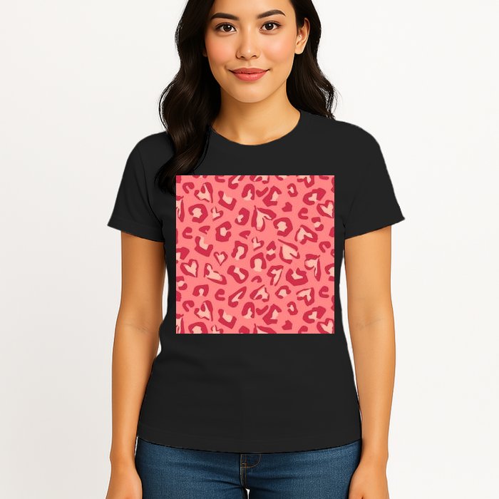 Leopard Heart Pattern Womens T-Shirt