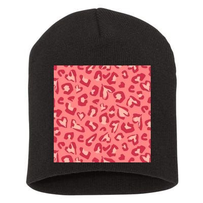 Leopard Heart Pattern Short Acrylic Beanie
