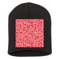 Leopard Heart Pattern Short Acrylic Beanie