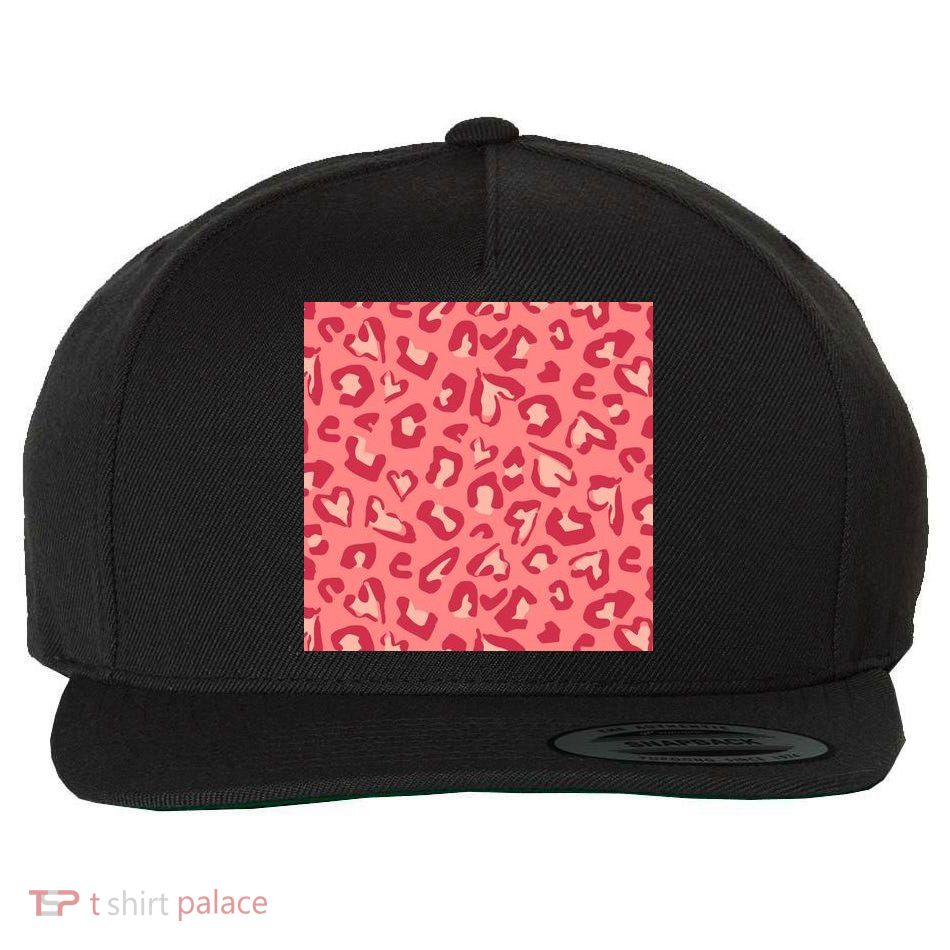Leopard Heart Pattern Wool Snapback Cap