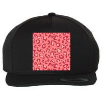 Leopard Heart Pattern Wool Snapback Cap