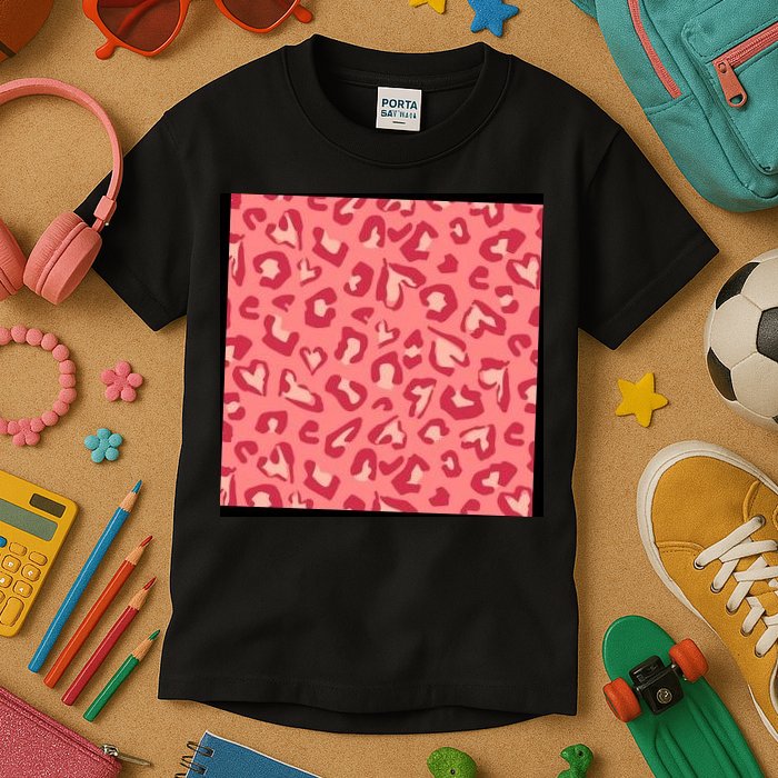 Leopard Heart Pattern Kids T-Shirt