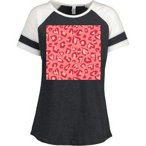 Leopard Heart Pattern Enza Ladies Jersey Colorblock Tee