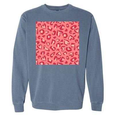 Leopard Heart Pattern Garment-Dyed Sweatshirt