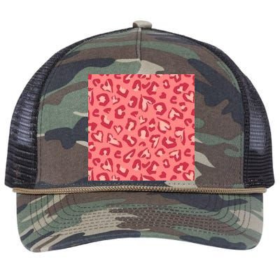 Leopard Heart Pattern Retro Rope Trucker Hat Cap