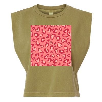 Leopard Heart Pattern Garment-Dyed Women's Muscle Tee