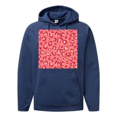 Leopard Heart Pattern Performance Fleece Hoodie