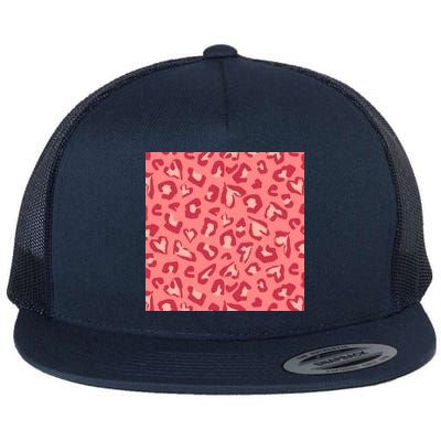 Leopard Heart Pattern Flat Bill Trucker Hat