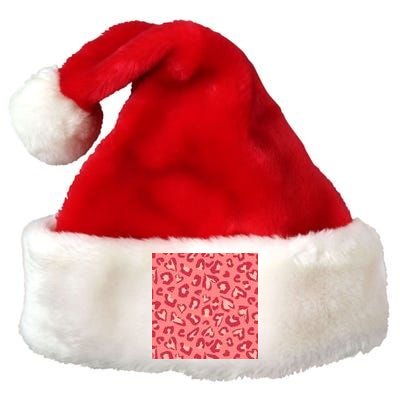 Leopard Heart Pattern Premium Christmas Santa Hat