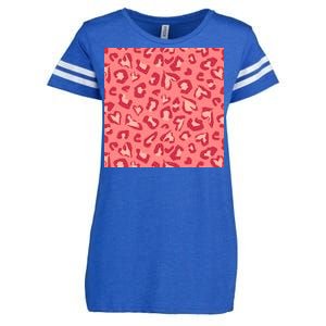 Leopard Heart Pattern Enza Ladies Jersey Football T-Shirt