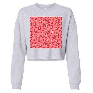 Leopard Heart Pattern Cropped Pullover Crew