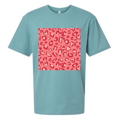 Leopard Heart Pattern Sueded Cloud Jersey T-Shirt