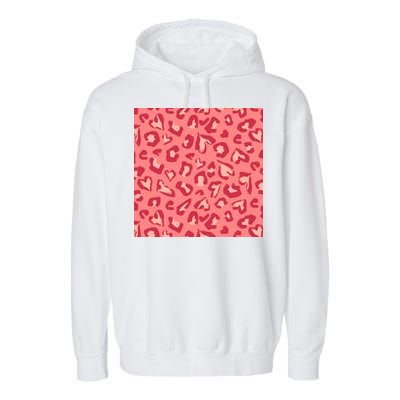 Leopard Heart Pattern Garment-Dyed Fleece Hoodie