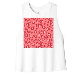 Leopard Heart Pattern Women's Racerback Cropped Tank