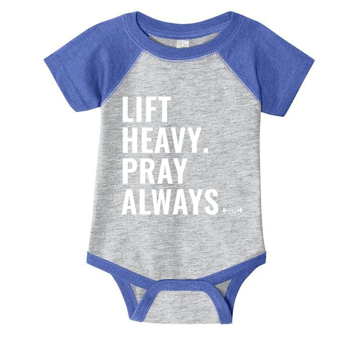 Lift Heavy Pray Always Weight Lifting Christian Faith Gift Infant Baby Jersey Bodysuit