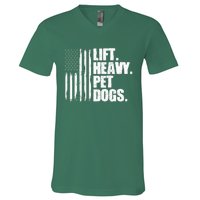 Lift Heavy Pet Dogs Weightlifting V-Neck T-Shirt