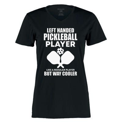 Left Handed Pickleball Player Women's Momentum V-Neck T-Shirt