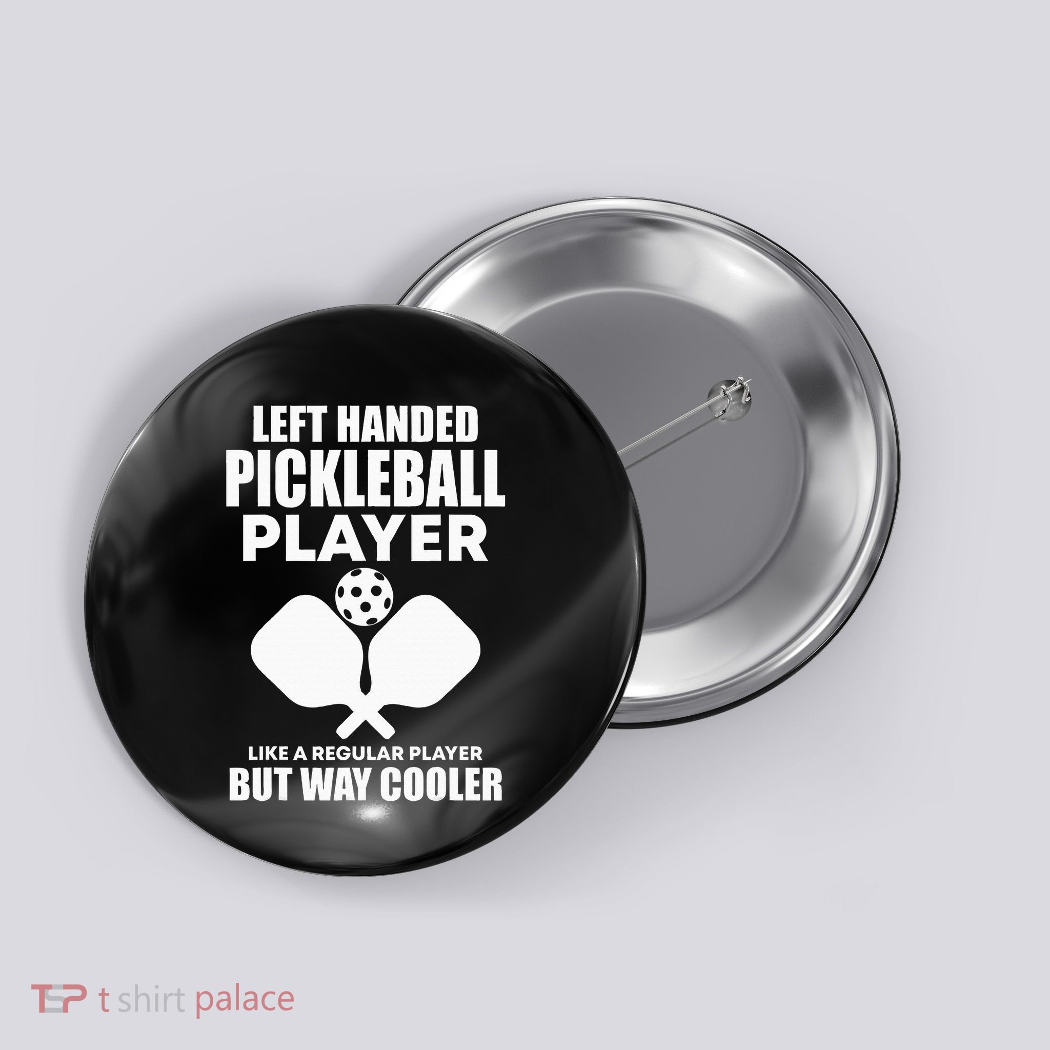 Left Handed Pickleball Player Button