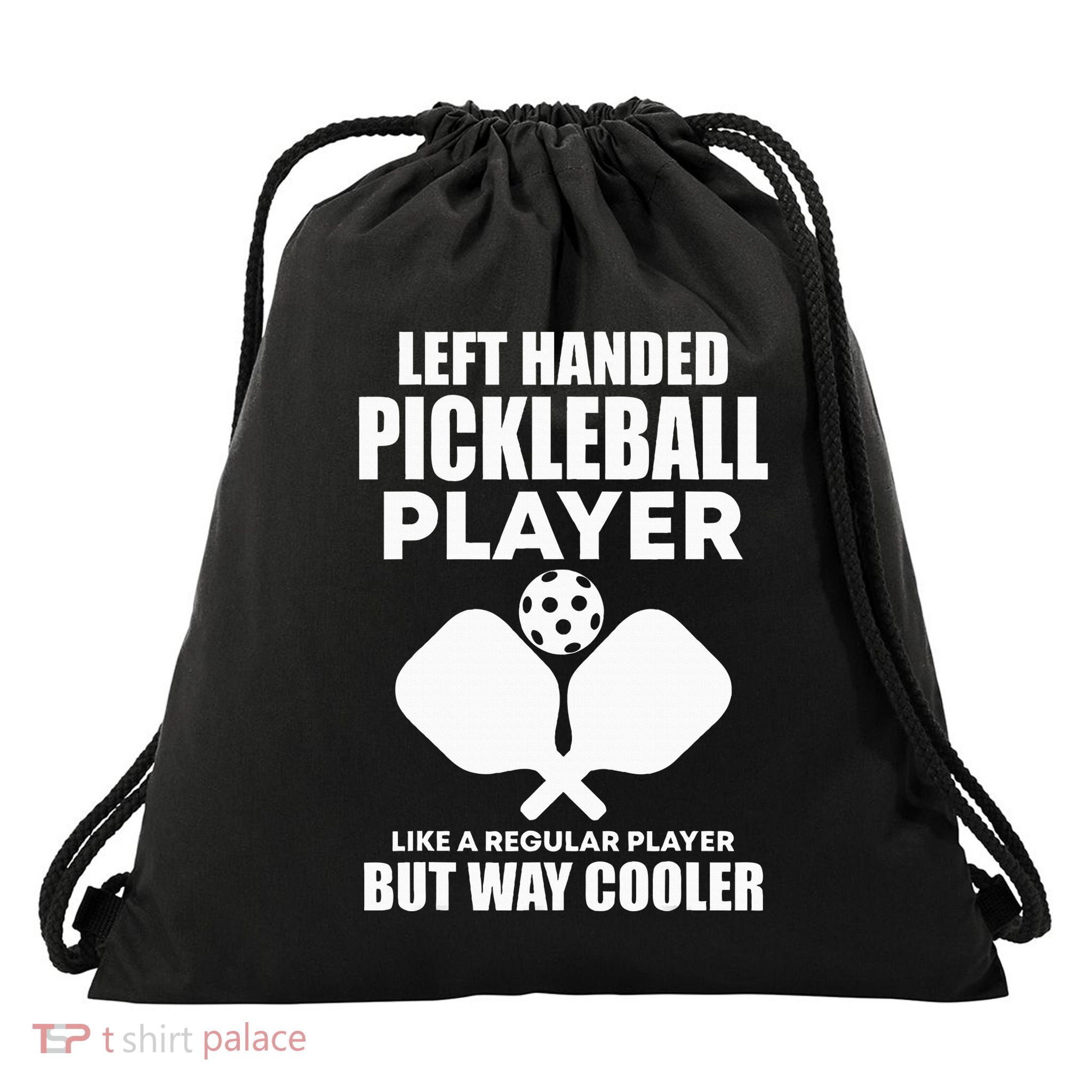 Left Handed Pickleball Player Drawstring Bag