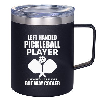Left Handed Pickleball Player 12oz Stainless Steel Coffee Mug