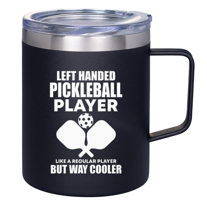 Left Handed Pickleball Player 12oz Stainless Steel Coffee Mug