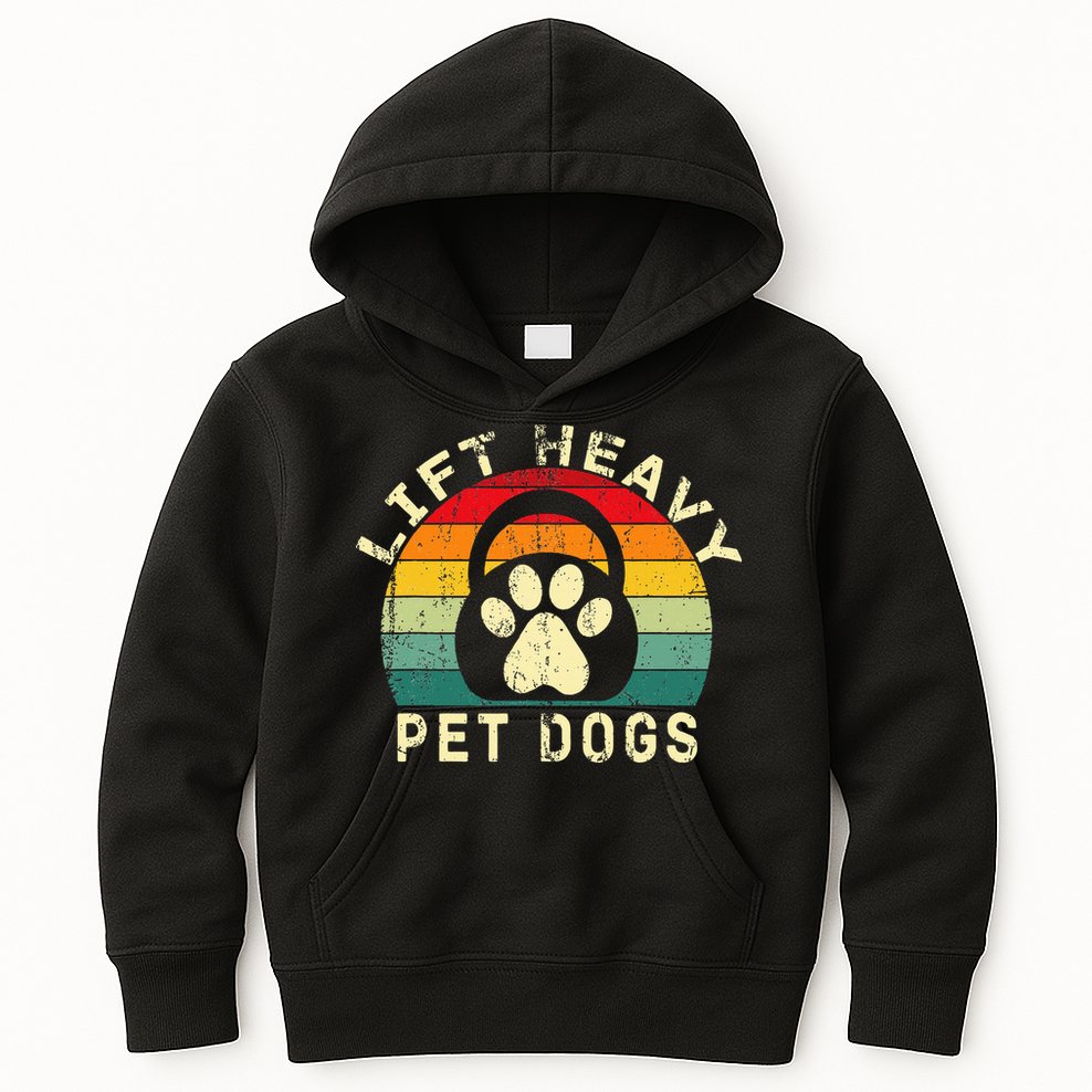 Lift Heavy Pet Dogs Gym Fitness Workout Weightlifting Kids Hoodie