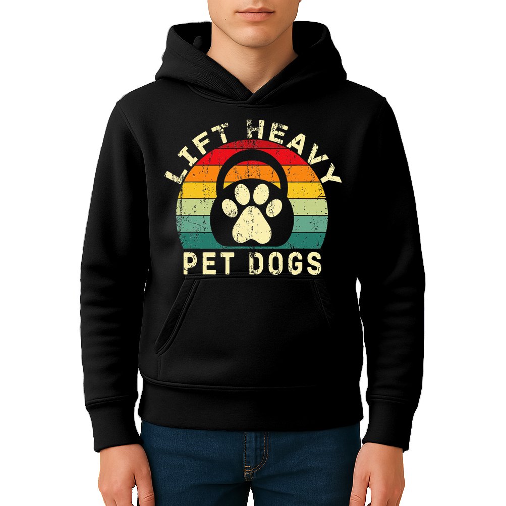 Lift Heavy Pet Dogs Gym Fitness Workout Weightlifting Kids Hoodie
