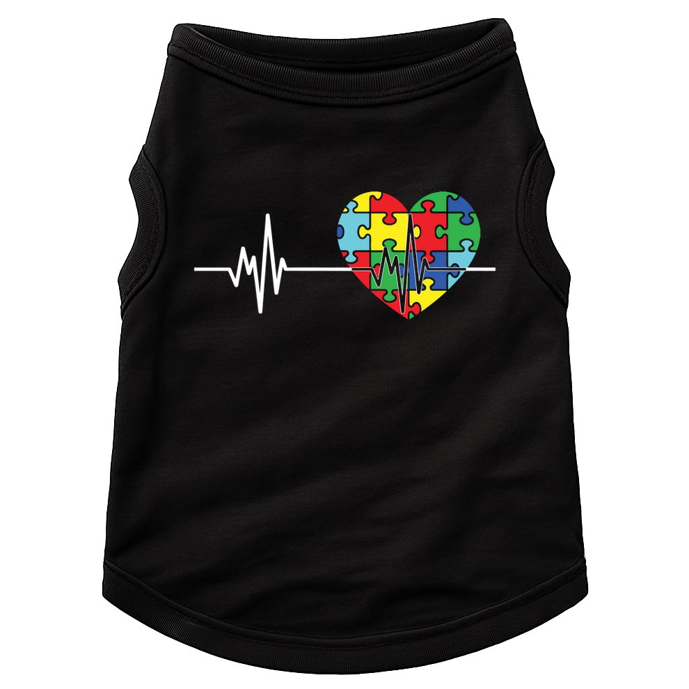 Love Heart Puzzle Acceptance Autism Awareness Doggie Tank