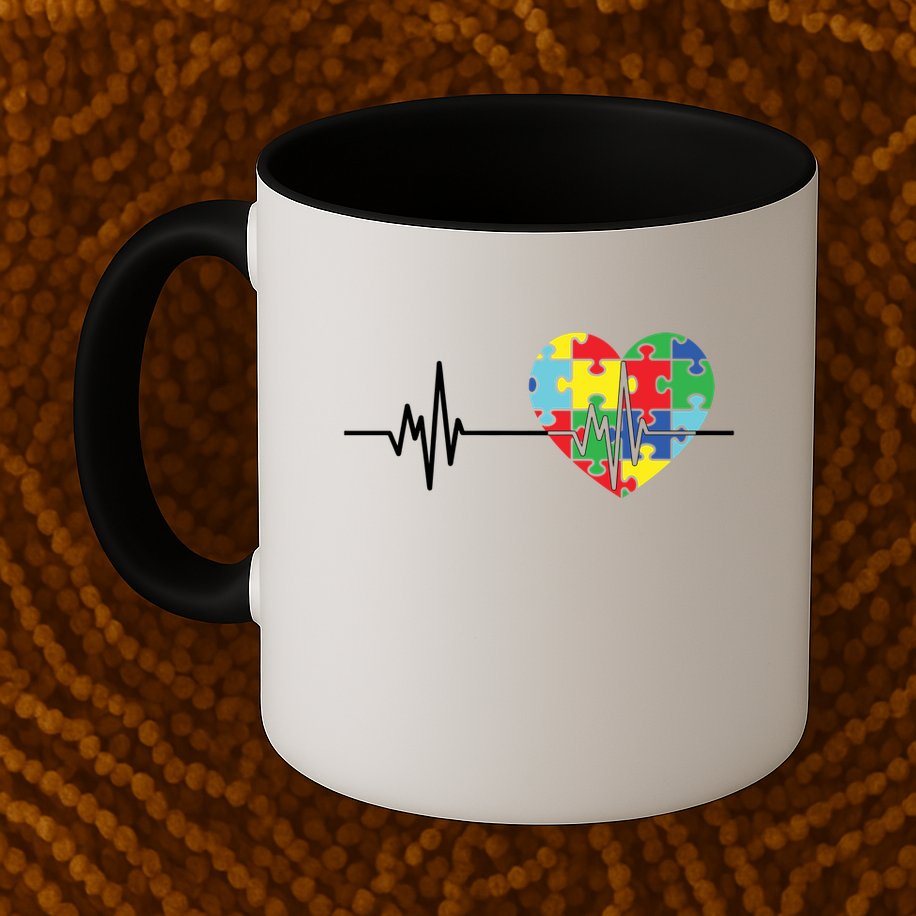 Love Heart Puzzle Acceptance Autism Awareness Mug