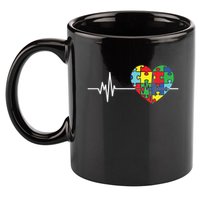 Love Heart Puzzle Acceptance Autism Awareness 11oz C Handle Ceramic Mug