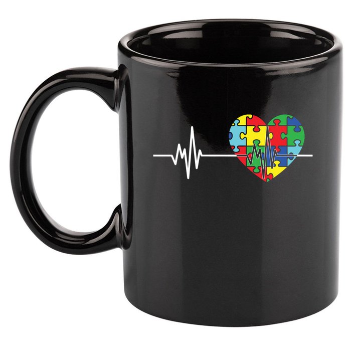 Love Heart Puzzle Acceptance Autism Awareness 11oz C Handle Ceramic Mug