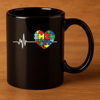 Love Heart Puzzle Acceptance Autism Awareness 11oz C Handle Ceramic Mug