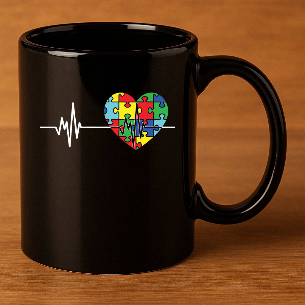 Love Heart Puzzle Acceptance Autism Awareness 11oz C Handle Ceramic Mug