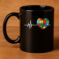 Love Heart Puzzle Acceptance Autism Awareness 11oz C Handle Ceramic Mug
