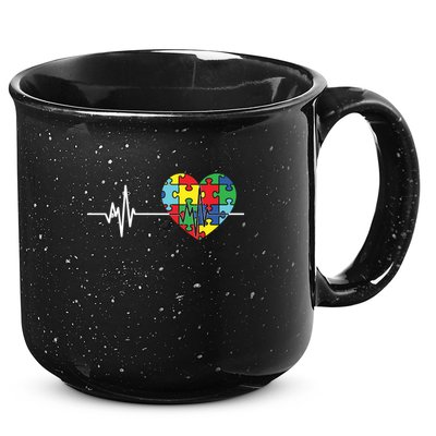 Love Heart Puzzle Acceptance Autism Awareness 15oz Campfire Ceramic Mug