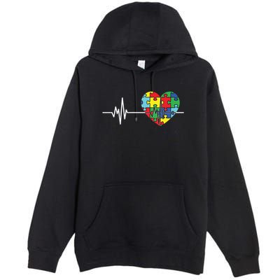Love Heart Puzzle Acceptance Autism Awareness Premium Pullover Hoodie