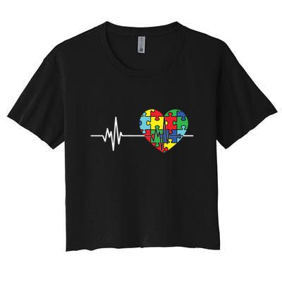 Love Heart Puzzle Acceptance Autism Awareness Crop Top