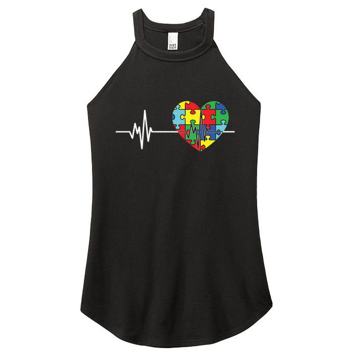 Love Heart Puzzle Acceptance Autism Awareness Women's Perfect Tri Rocker Tank
