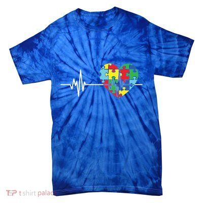 Love Heart Puzzle Acceptance Autism Awareness Tie-Dye T-Shirt