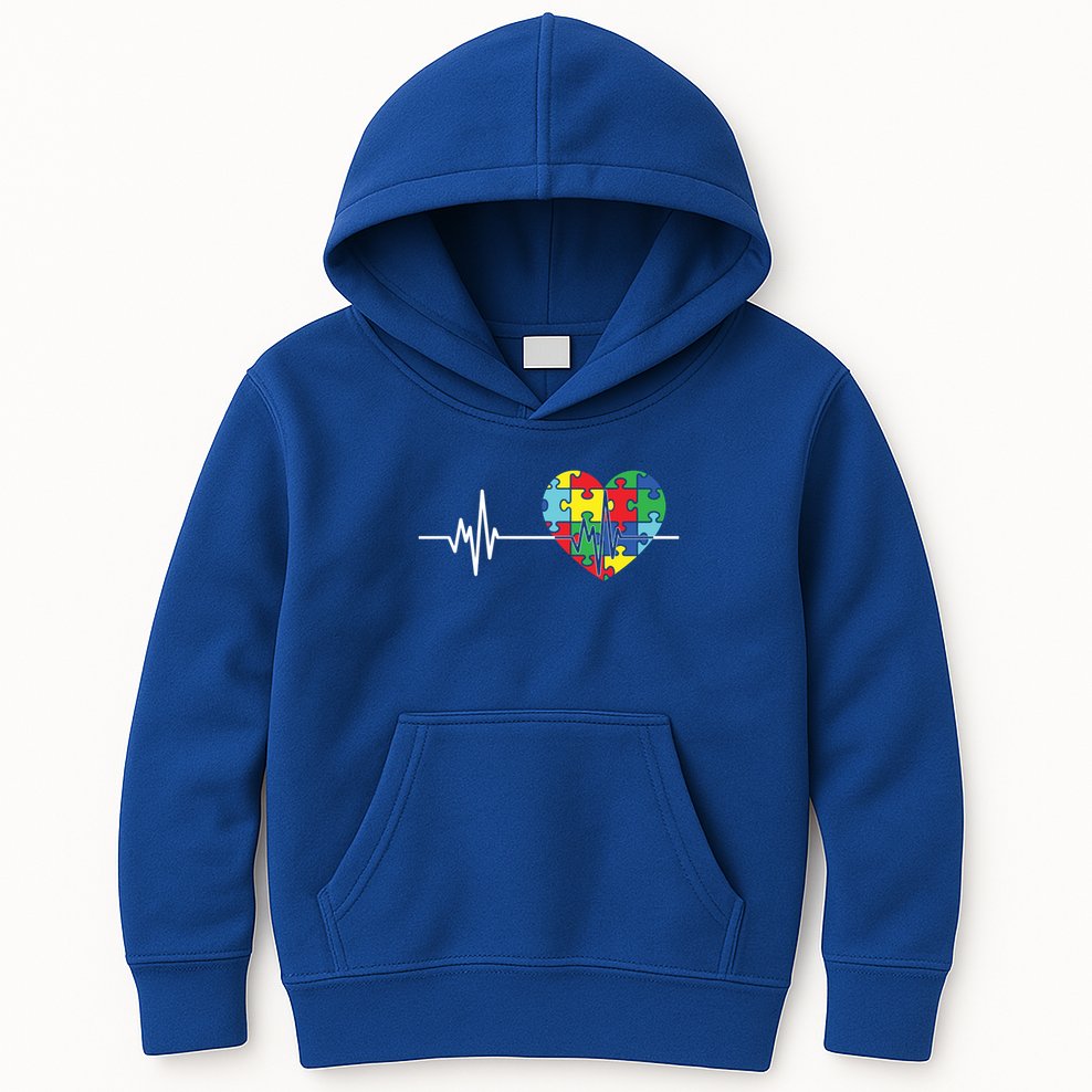 Love Heart Puzzle Acceptance Autism Awareness Kids Hoodie