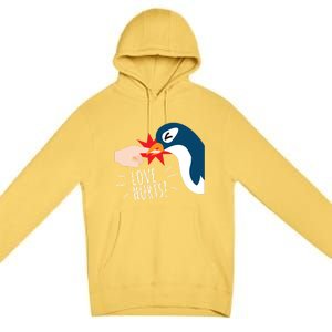 Love Hurts Penguin Funny Cute Valentines Day Gift Great Gift Premium Pullover Hoodie