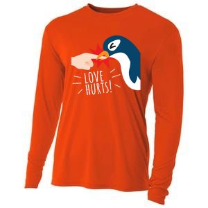 Love Hurts Penguin Funny Cute Valentines Day Gift Great Gift Cooling Performance Long Sleeve Crew