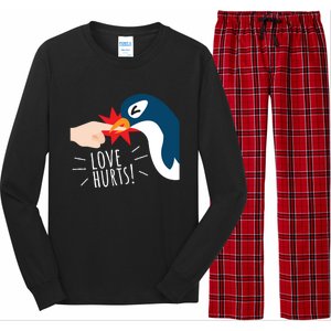 Love Hurts Penguin Funny Cute Valentines Day Gift Great Gift Long Sleeve Pajama Set