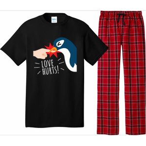 Love Hurts Penguin Funny Cute Valentines Day Gift Great Gift Pajama Set