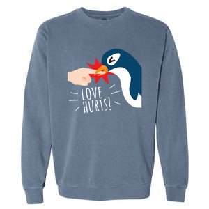 Love Hurts Penguin Funny Cute Valentines Day Gift Great Gift Garment-Dyed Sweatshirt