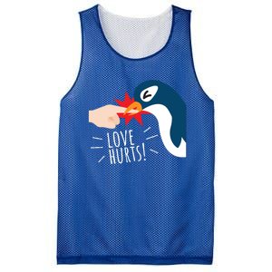 Love Hurts Penguin Funny Cute Valentines Day Gift Great Gift Mesh Reversible Basketball Jersey Tank