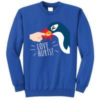 Love Hurts Penguin Funny Cute Valentines Day Gift Great Gift Tall Sweatshirt