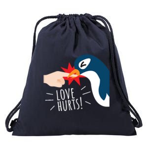 Love Hurts Penguin Funny Cute Valentines Day Gift Great Gift Drawstring Bag