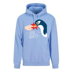 Love Hurts Penguin Funny Cute Valentines Day Gift Great Gift Unisex Surf Hoodie