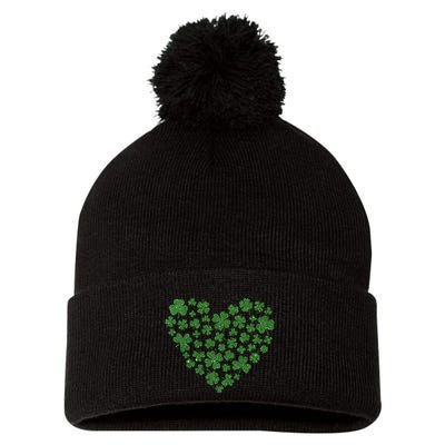 Love Heart Patrick Shamrocks Pom Pom 12in Knit Beanie